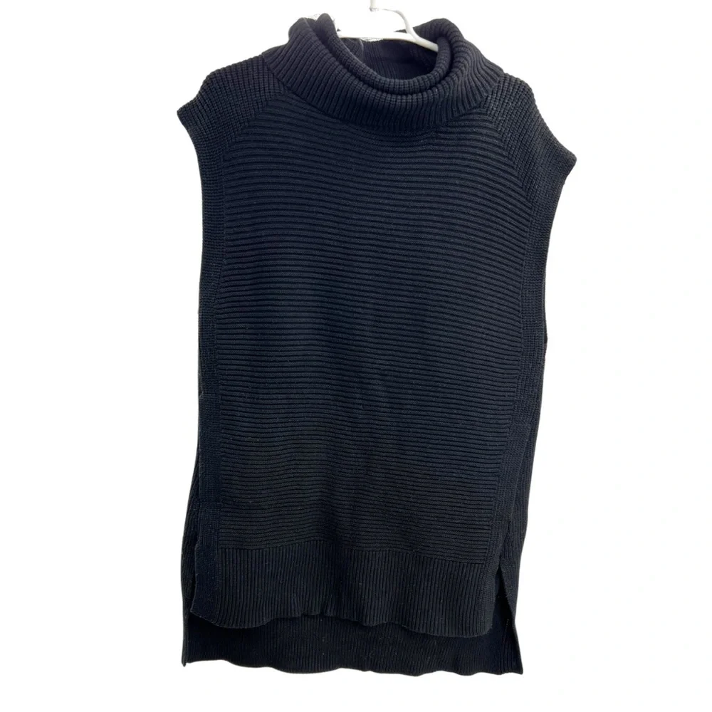 Banana Republic ribbed wool blend cowl neck sleeveless poncho tunic sweater